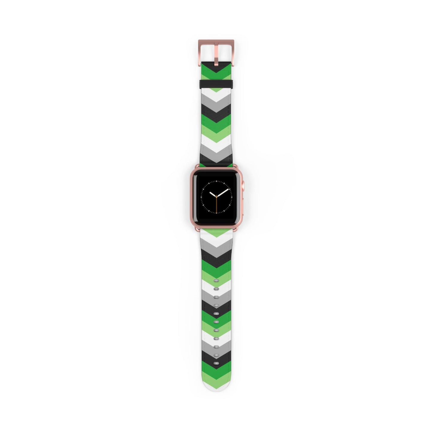 aromantic apple watch band, discreet chevron pattern, rose gold