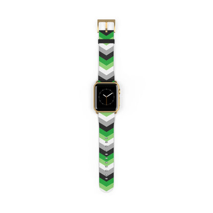 aromantic apple watch band, discreet chevron pattern, gold