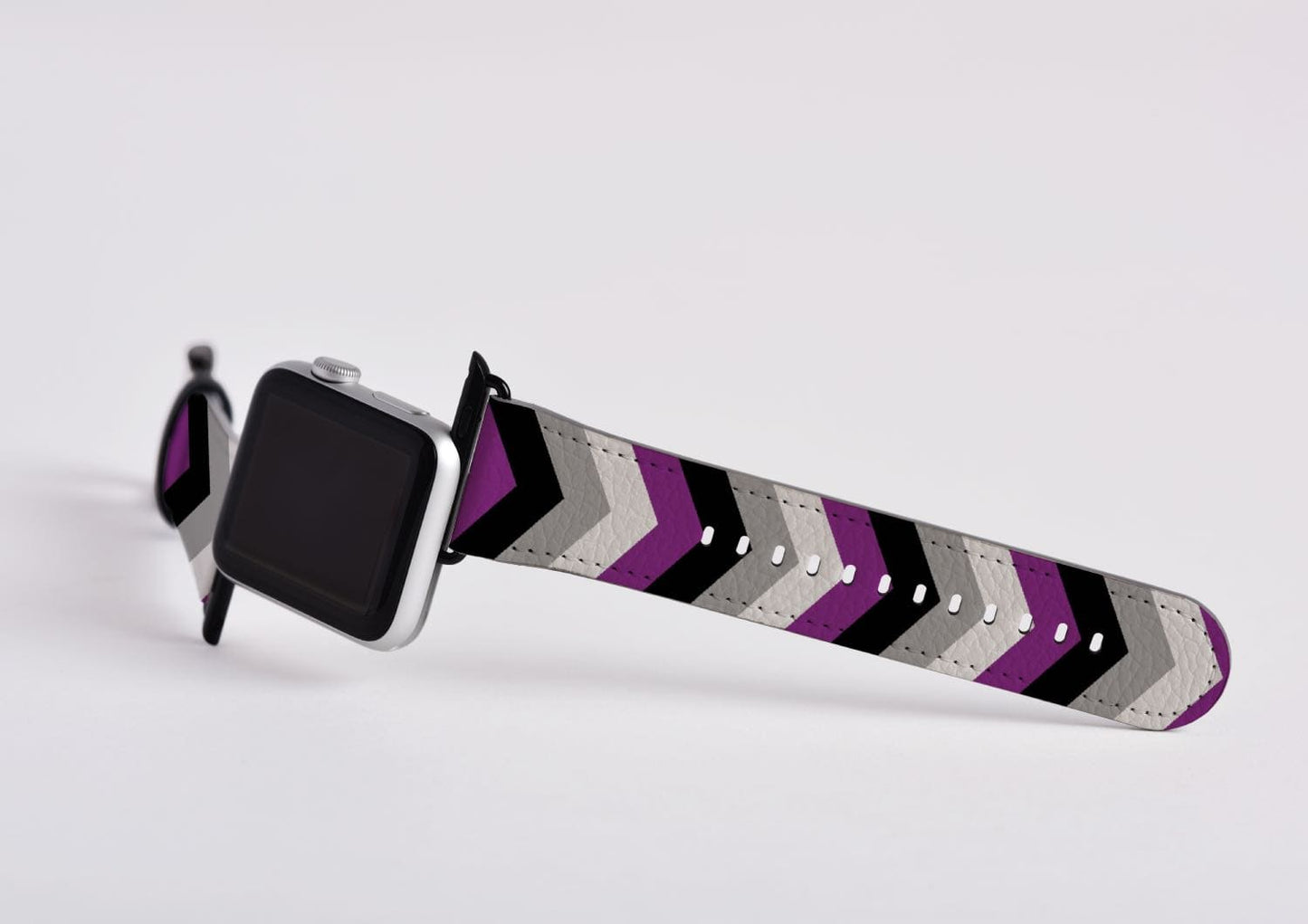 asexual apple watch band, discreet chevron pattern, attach