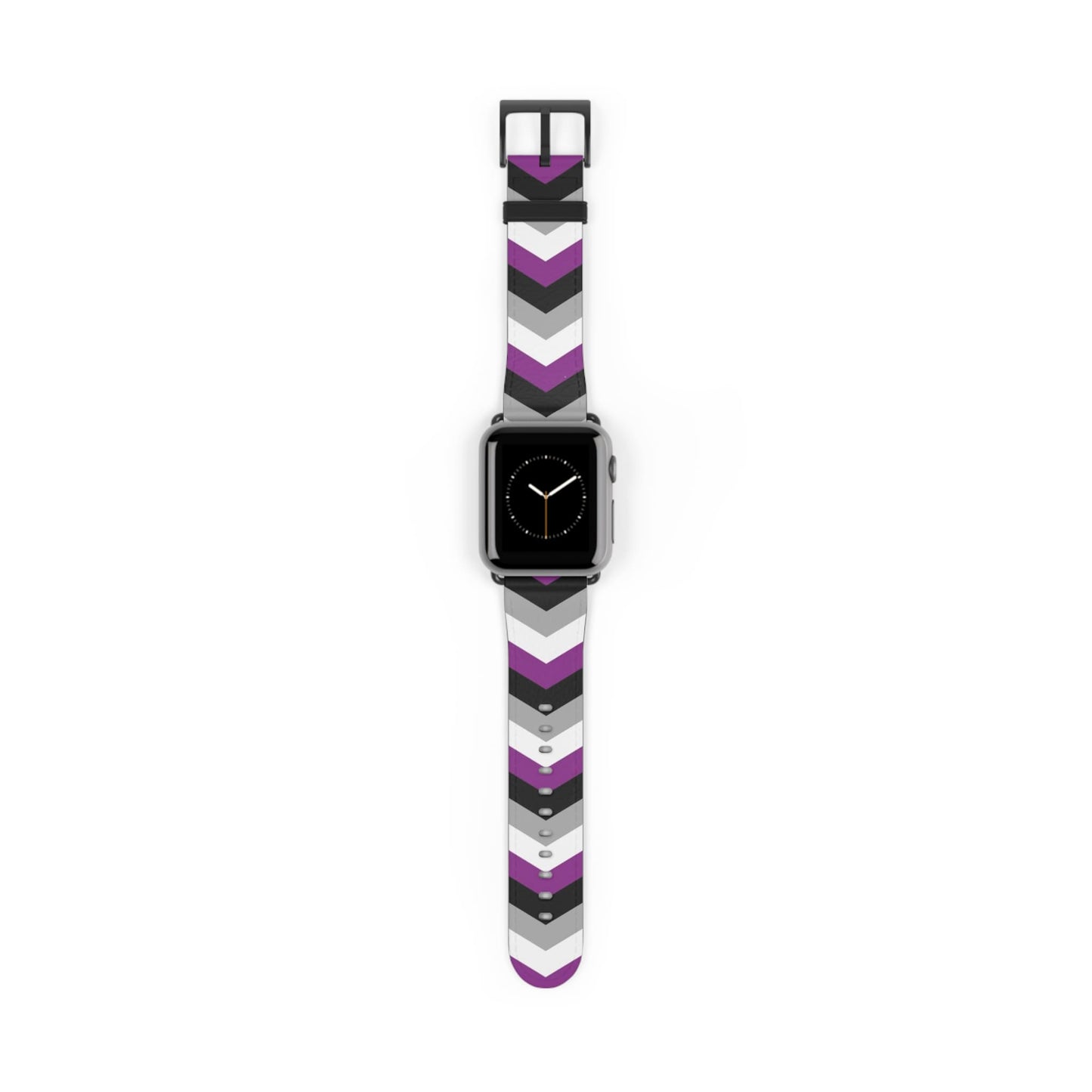 asexual apple watch band, discreet chevron pattern, black
