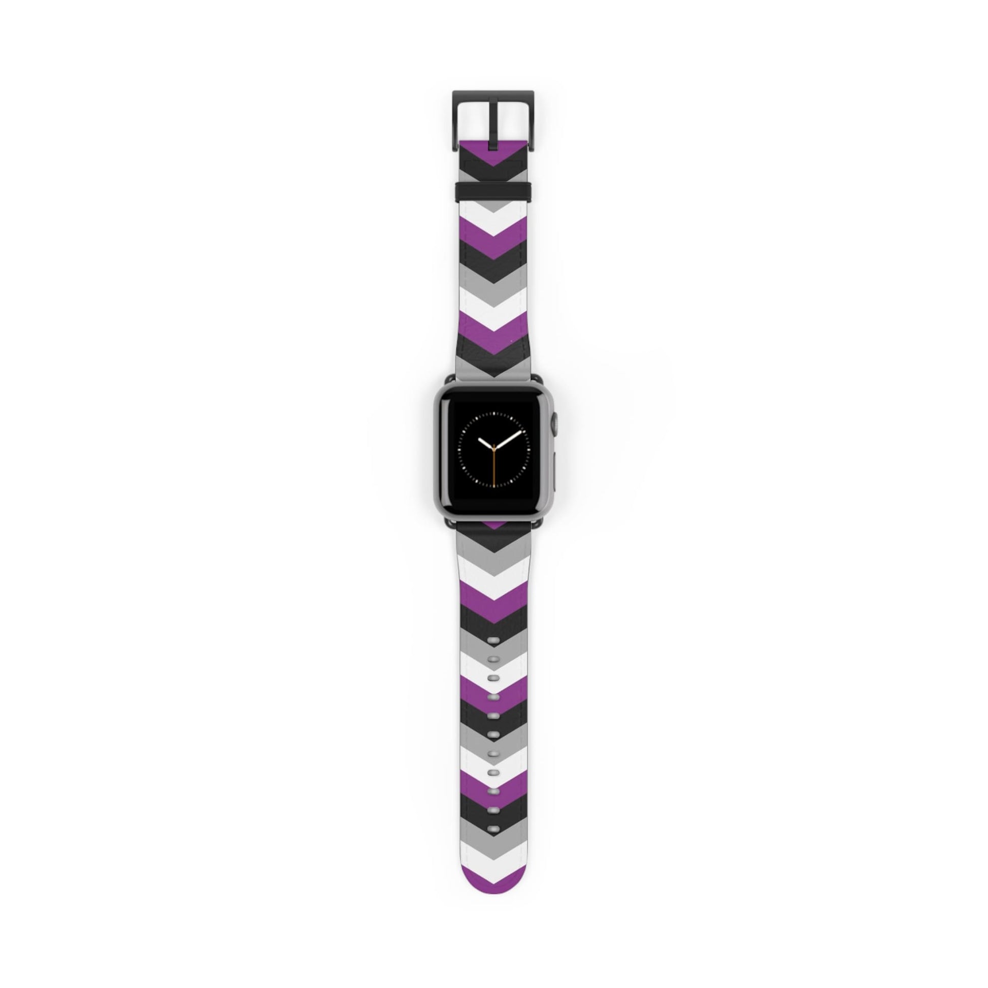 asexual apple watch band, discreet chevron pattern, black
