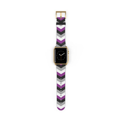 asexual apple watch band, discreet chevron pattern, gold