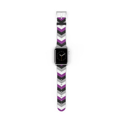 asexual apple watch band, discreet chevron pattern, silver