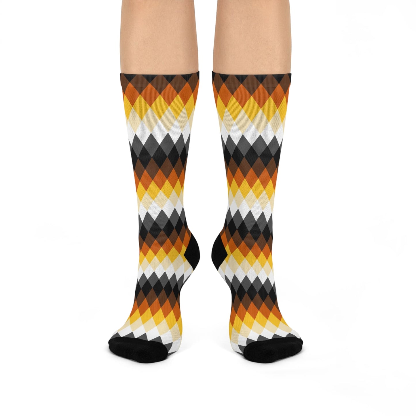 bear pride socks, discreet diamond pattern, front