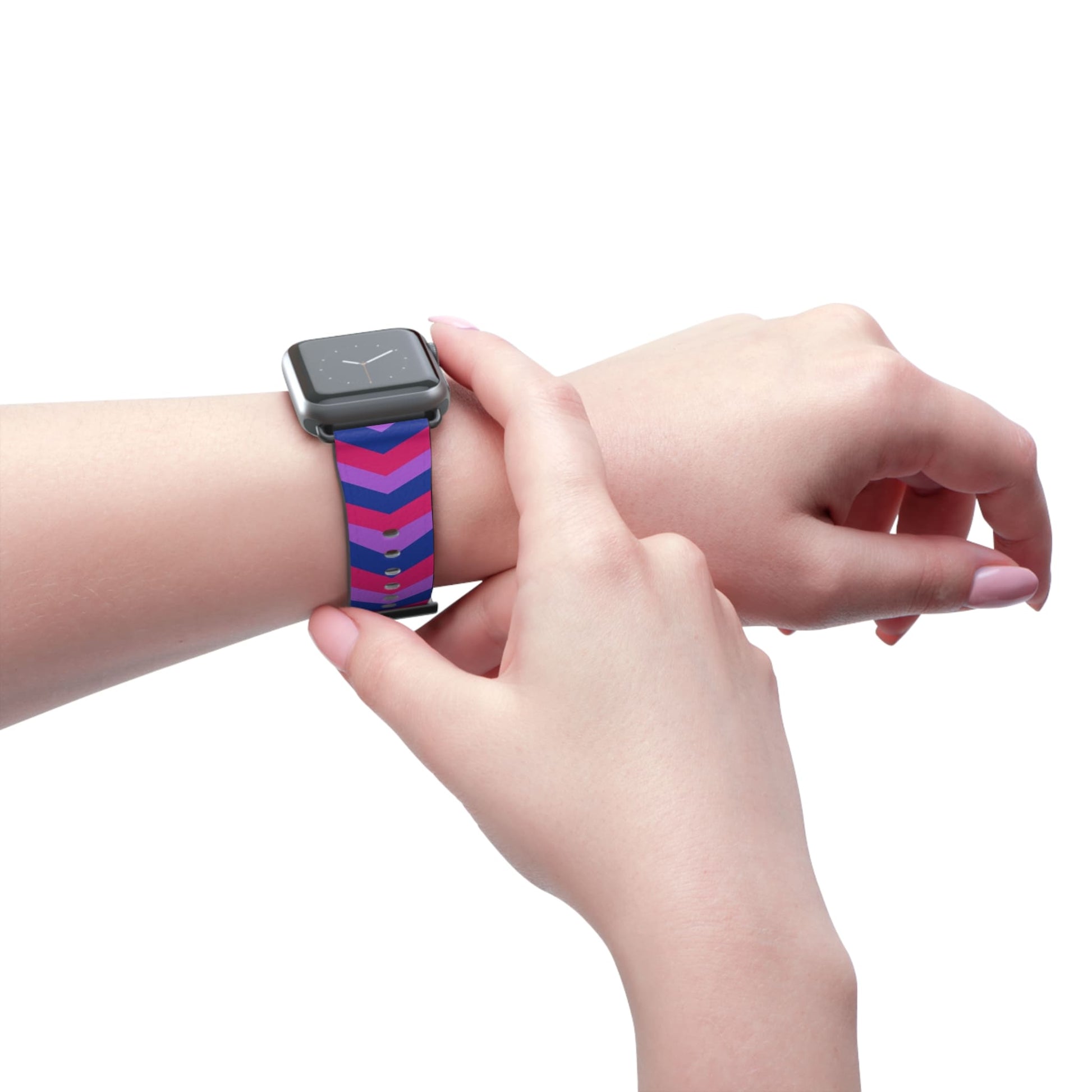 bisexual apple watch band, discreet chevron pattern, model