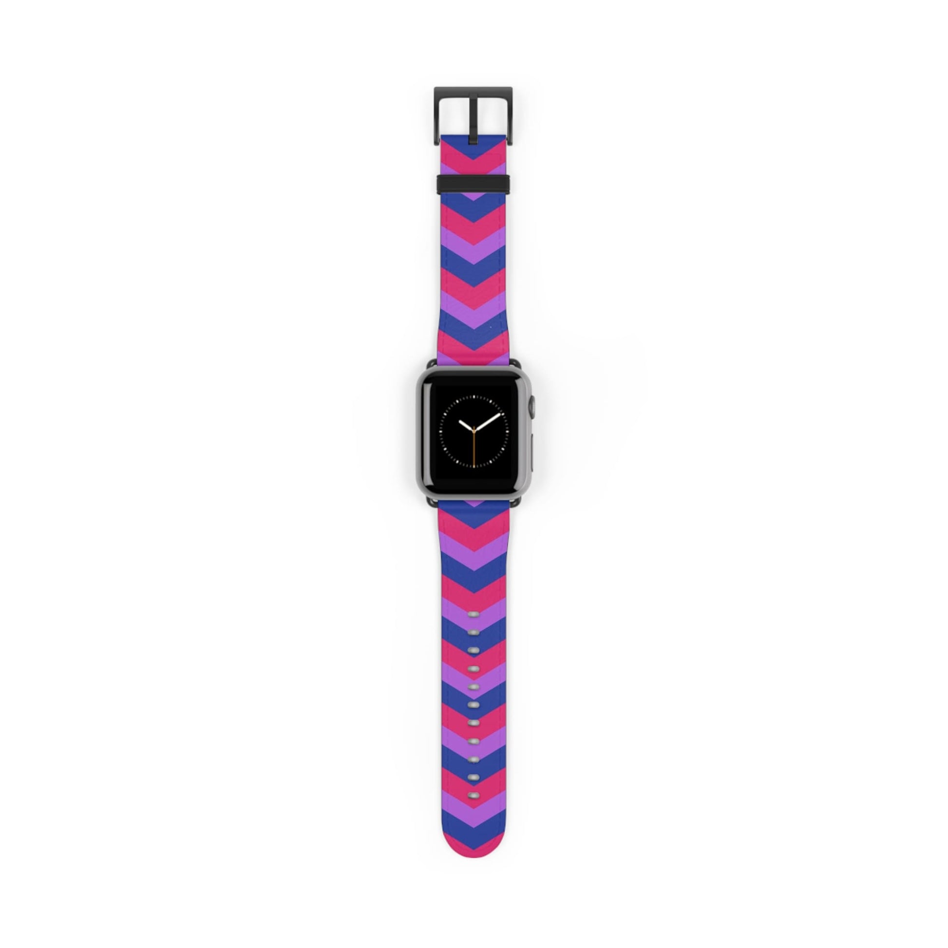 bisexual apple watch band, discreet chevron pattern, black