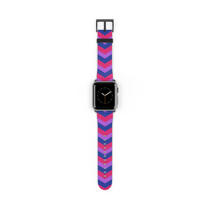 bisexual apple watch band, discreet chevron pattern, black