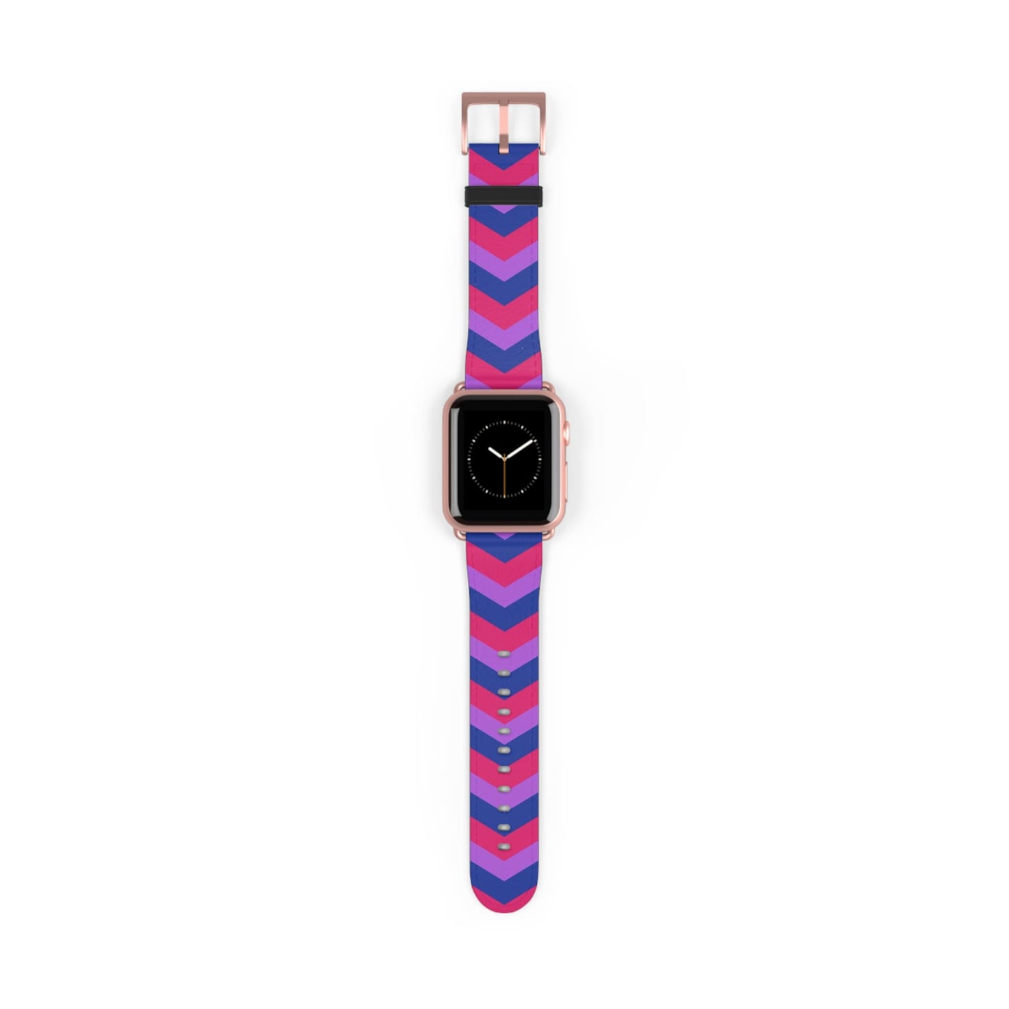 bisexual apple watch band, discreet chevron pattern, rose gold