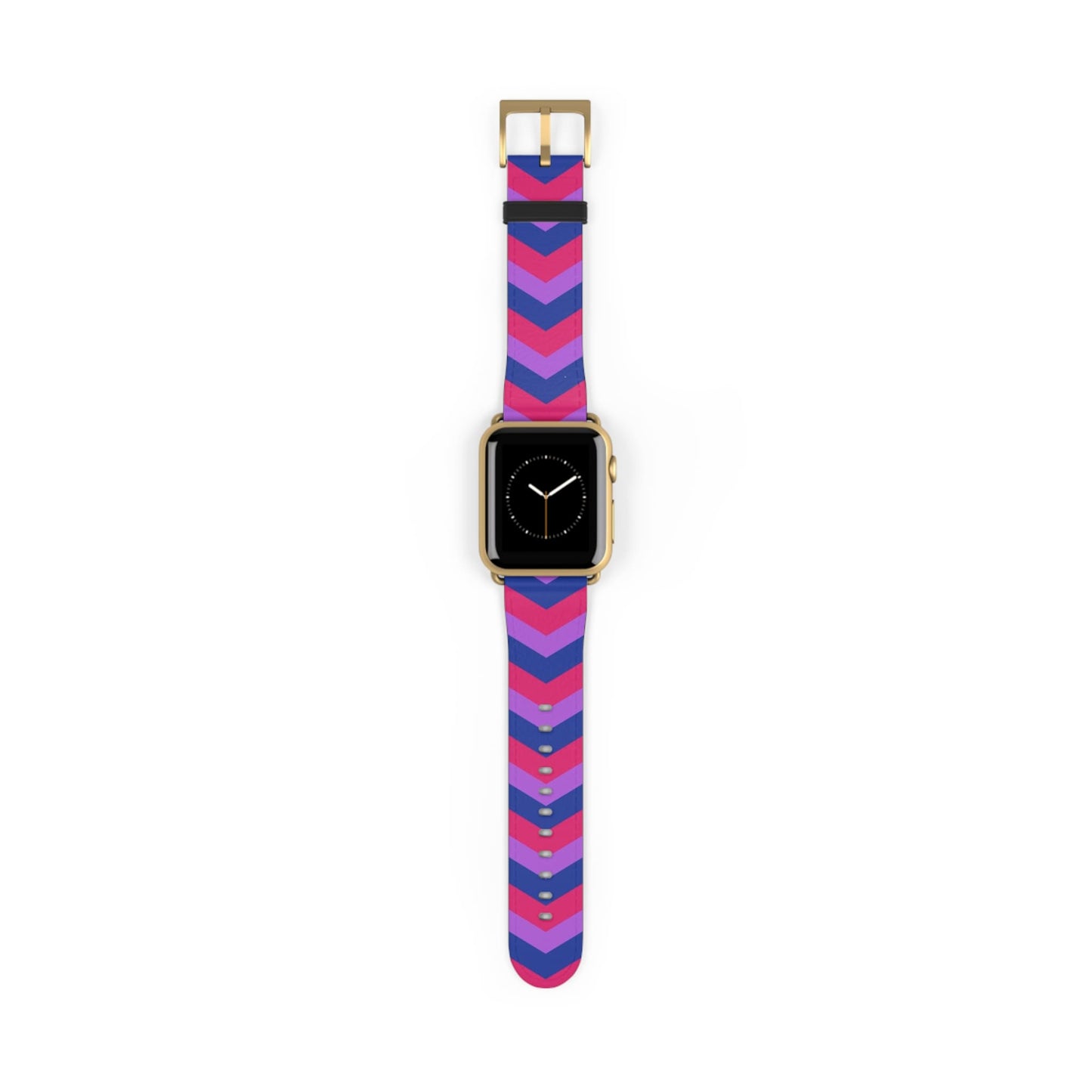 bisexual apple watch band, discreet chevron pattern, gold