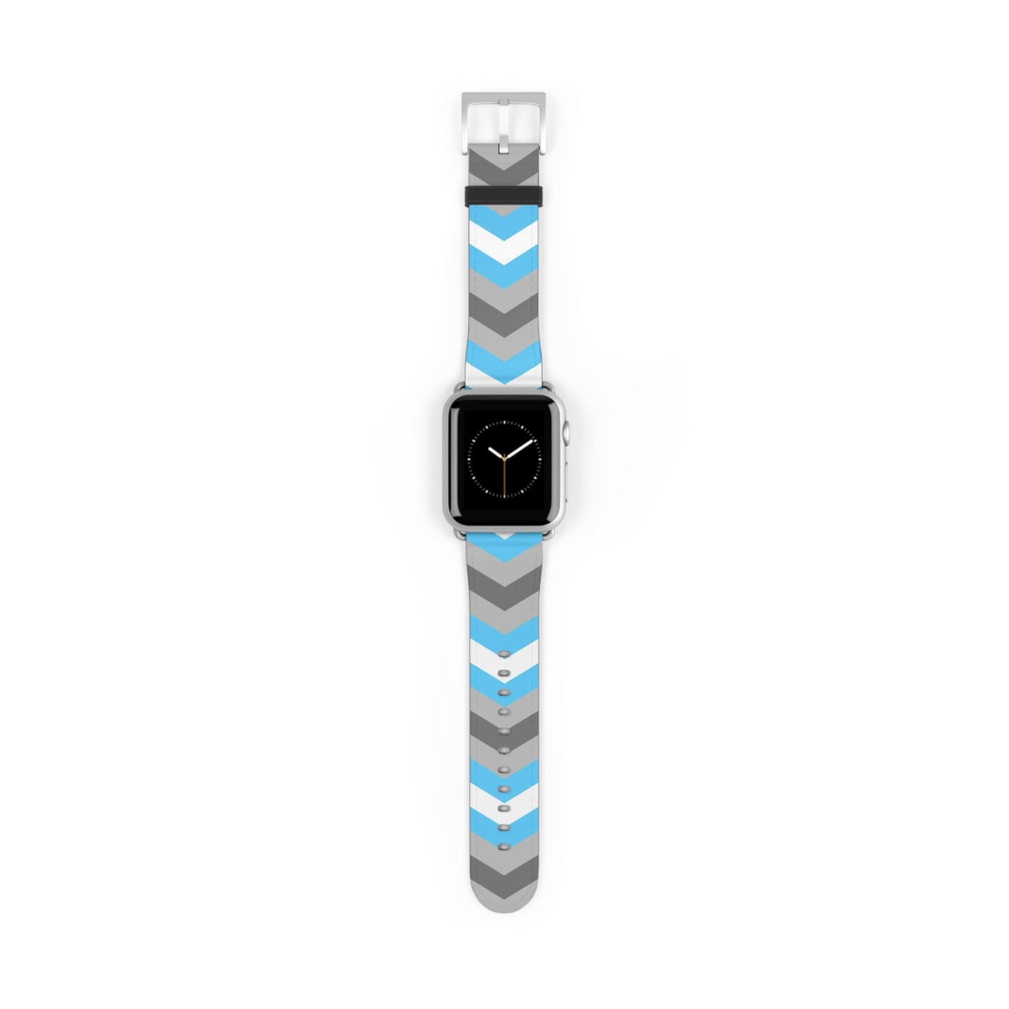 demiboy apple watch band, discreet chevron pattern, silver