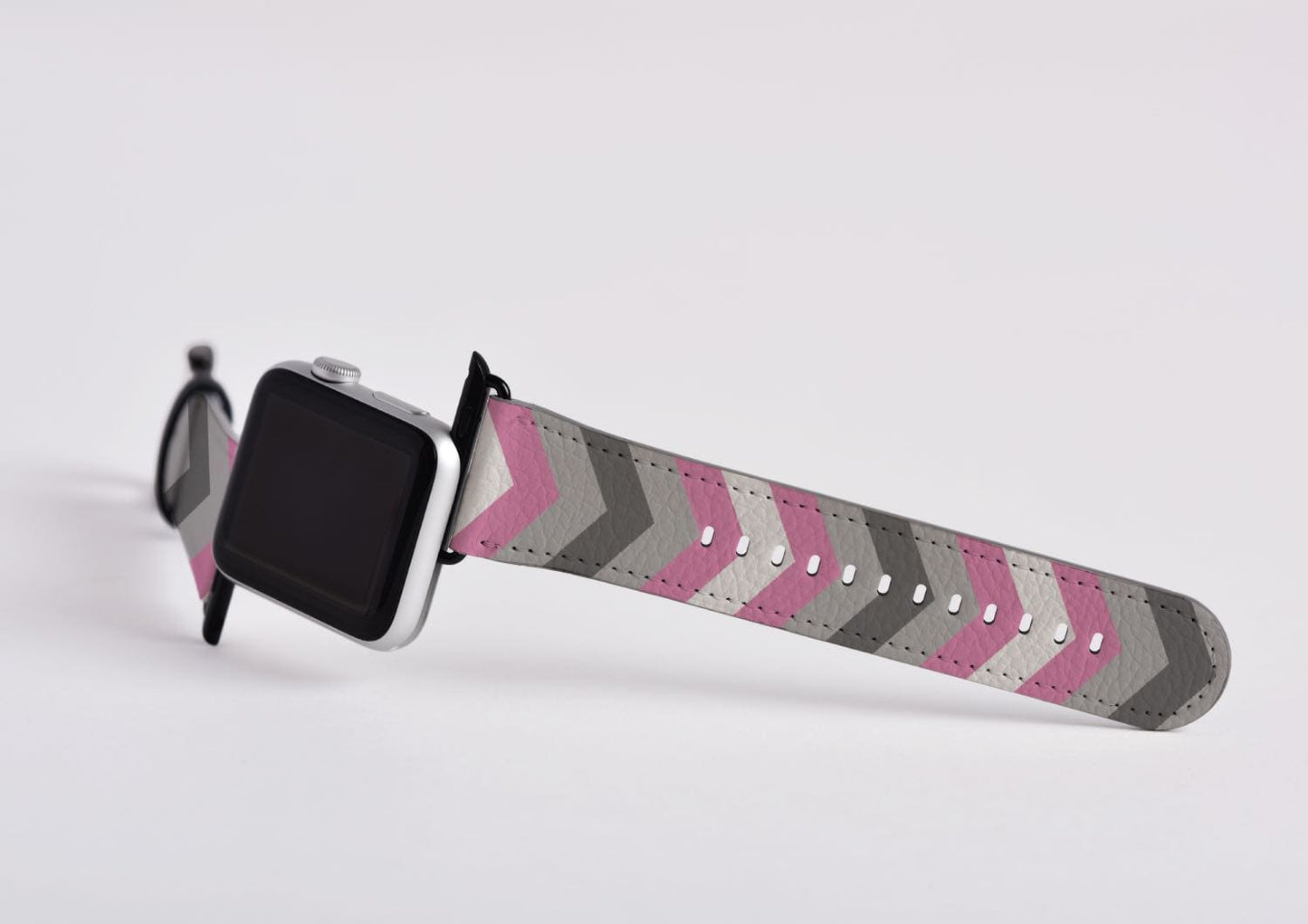 demigirl apple watch band, discreet chevron pattern, attach