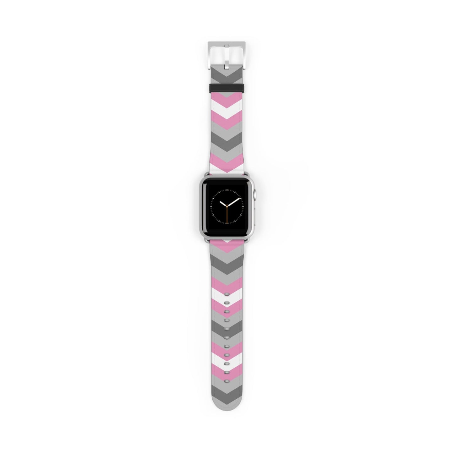 demigirl apple watch band, discreet chevron pattern, silver
