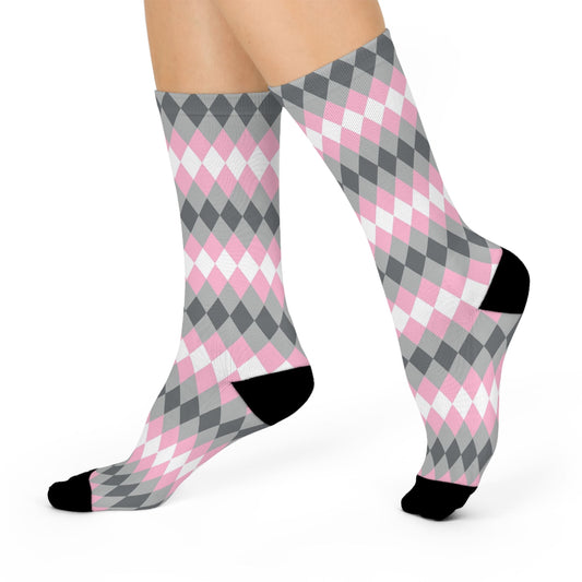 demigirl socks, discreet diamond pattern, walk