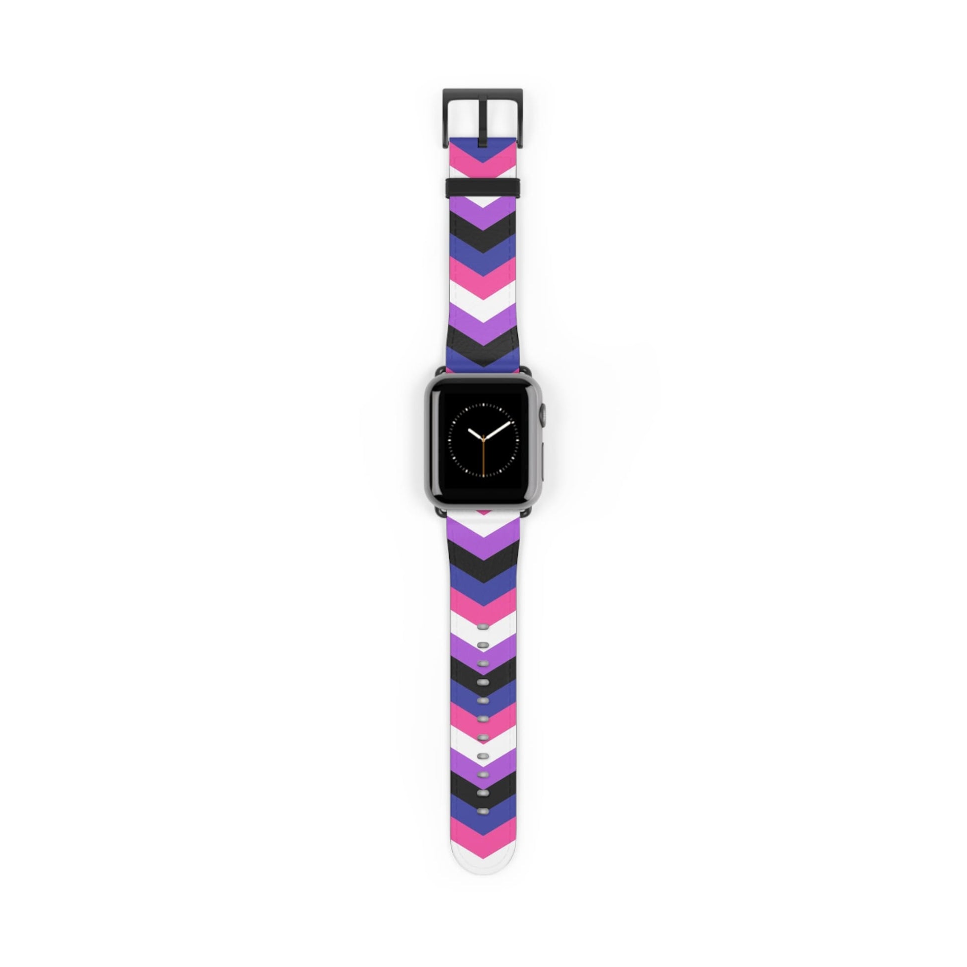 genderfluid apple watch band, discreet chevron pattern, black