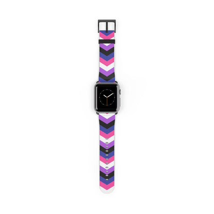 genderfluid apple watch band, discreet chevron pattern, black