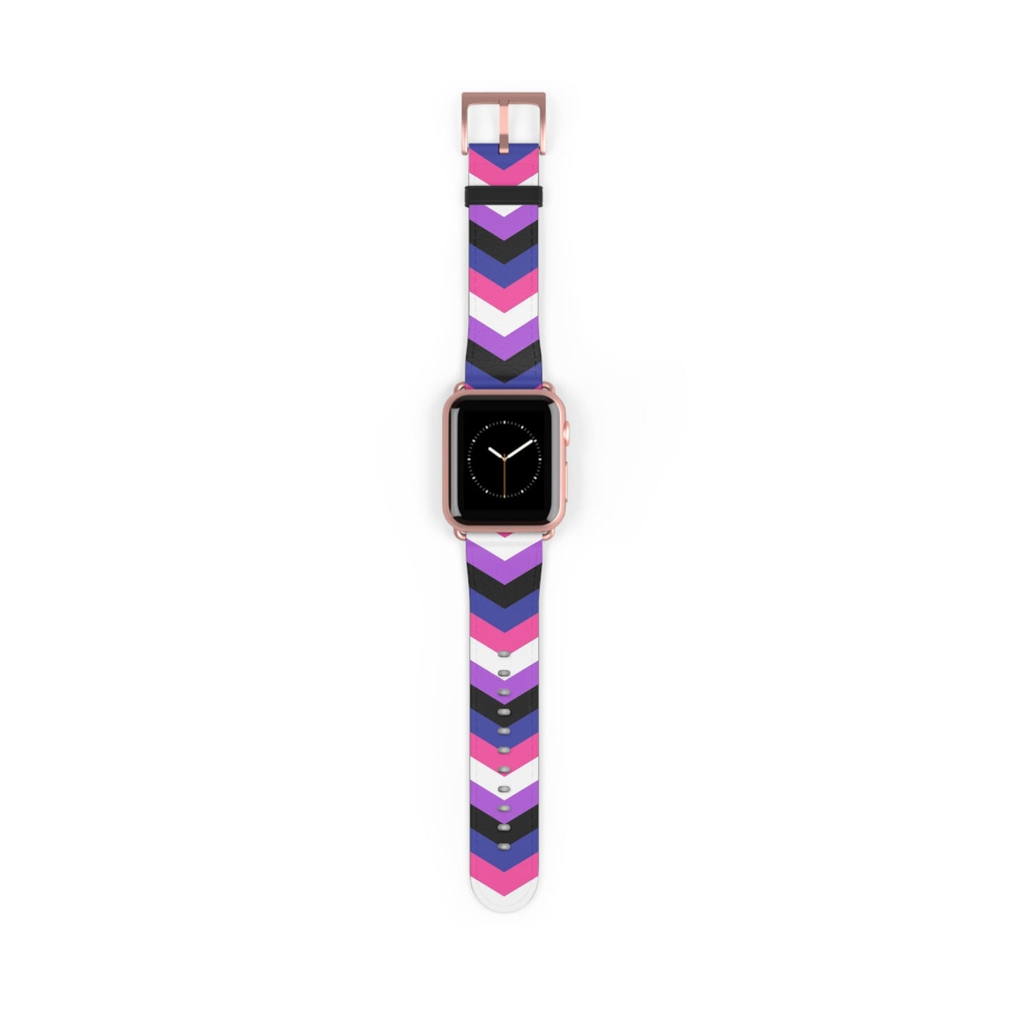 genderfluid apple watch band, discreet chevron pattern, rose gold