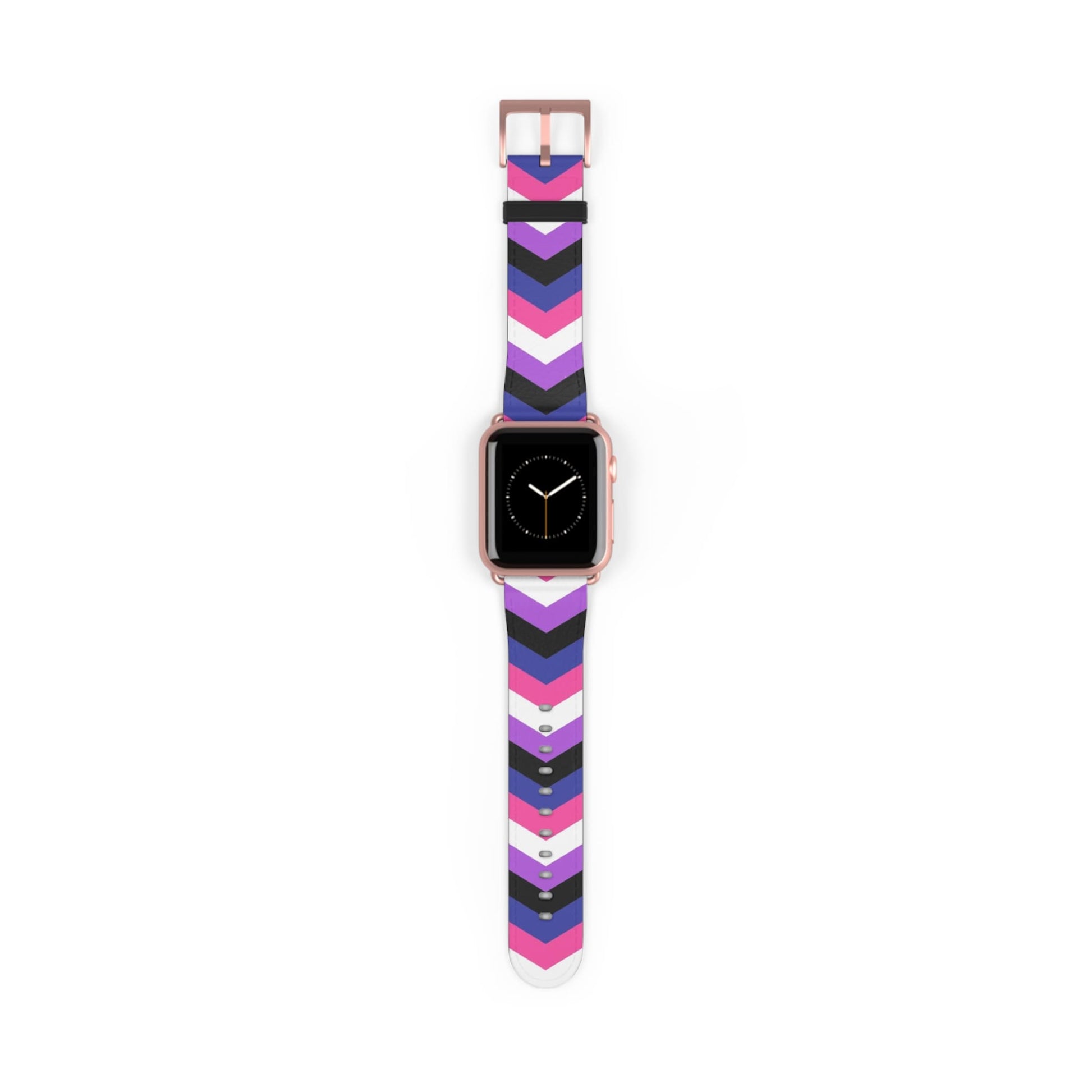 genderfluid apple watch band, discreet chevron pattern, rose gold