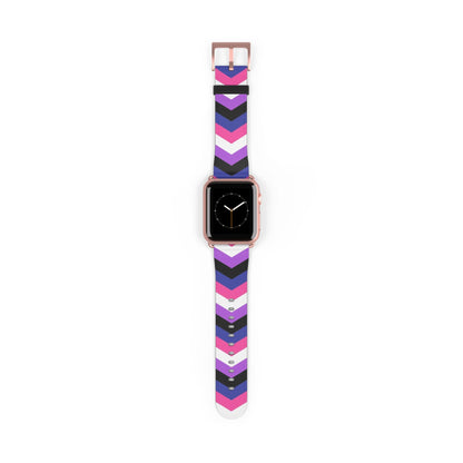 genderfluid apple watch band, discreet chevron pattern, rose gold