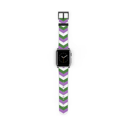 genderqueer apple watch band, discreet chevron pattern, black
