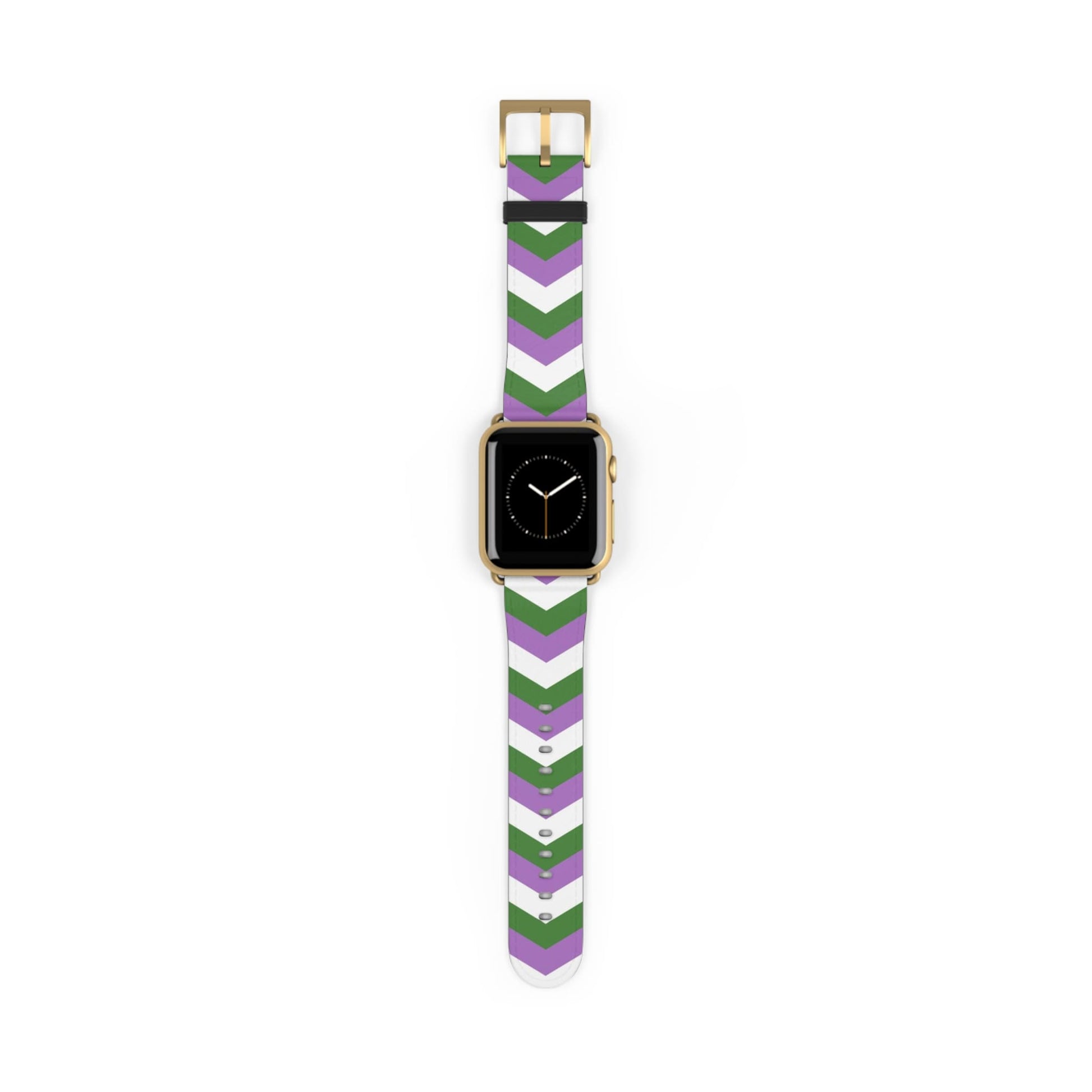 genderqueer apple watch band, discreet chevron pattern, gold