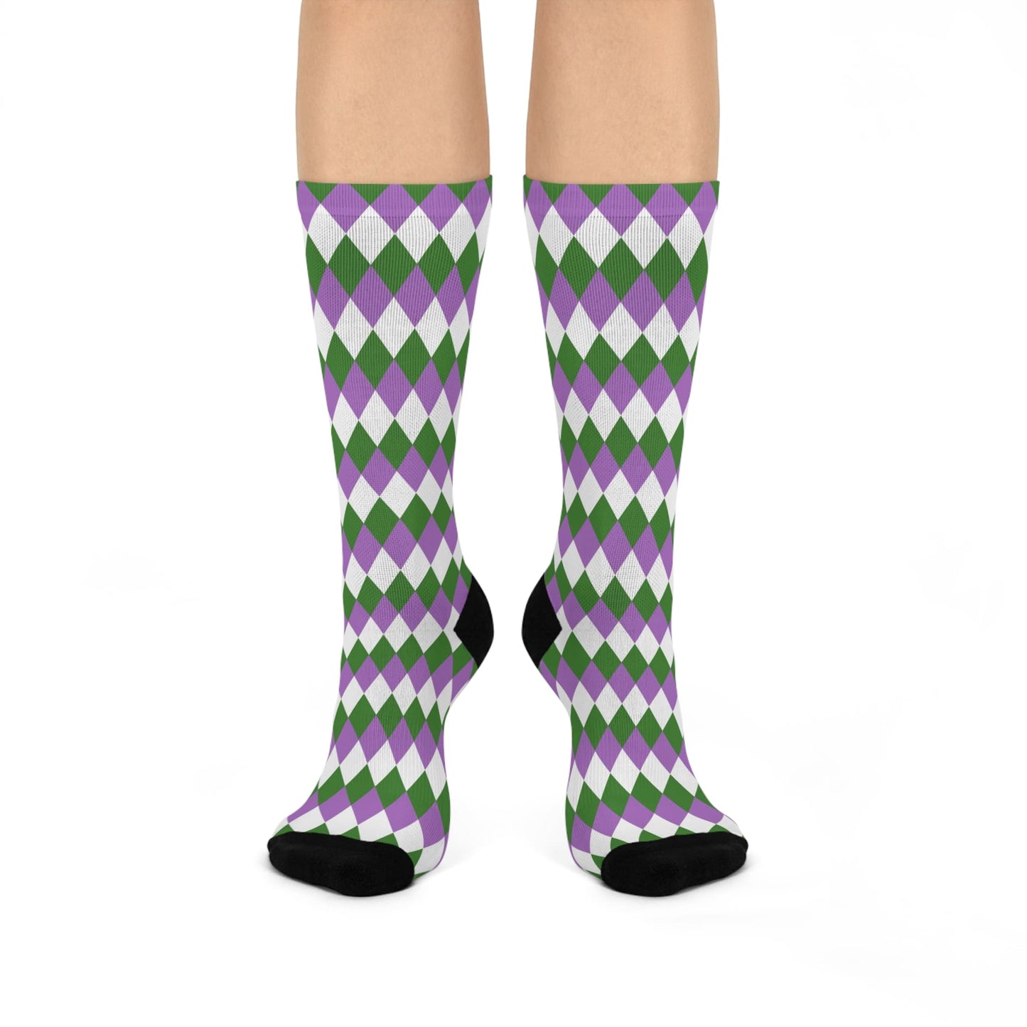 genderqueer socks, discreet diamond pattern, front