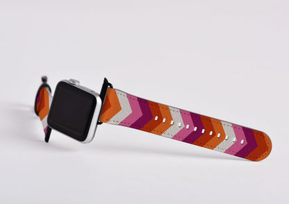 lesbian apple watch band, discreet chevron pattern, attach