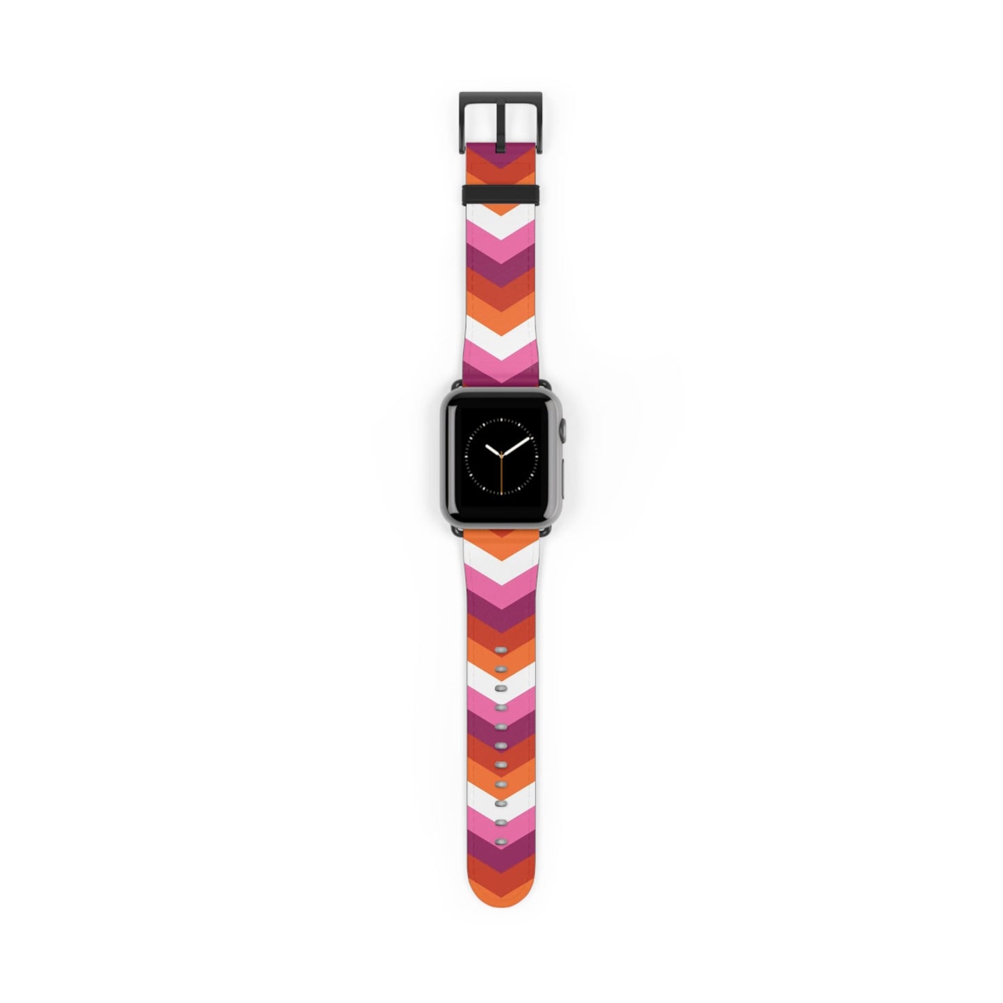 lesbian apple watch band, discreet chevron pattern, black
