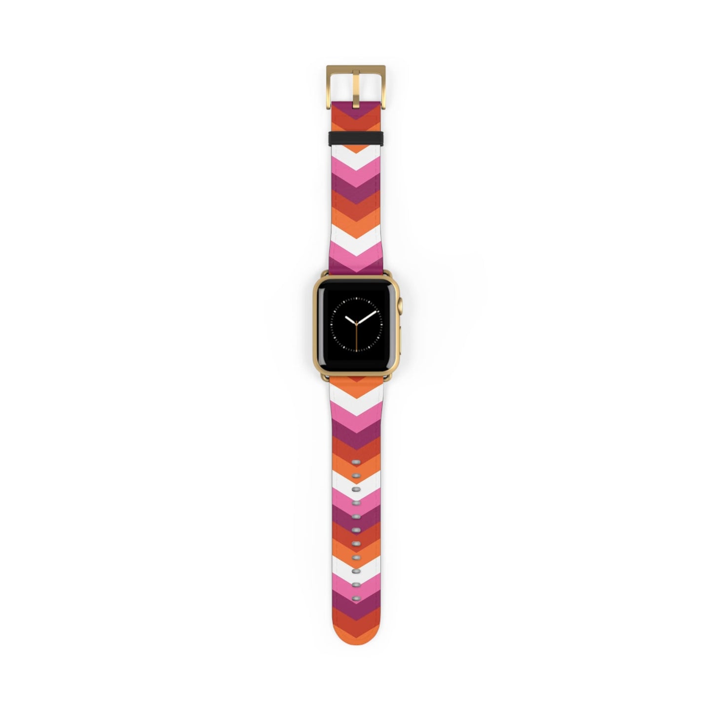 lesbian apple watch band, discreet chevron pattern, gold