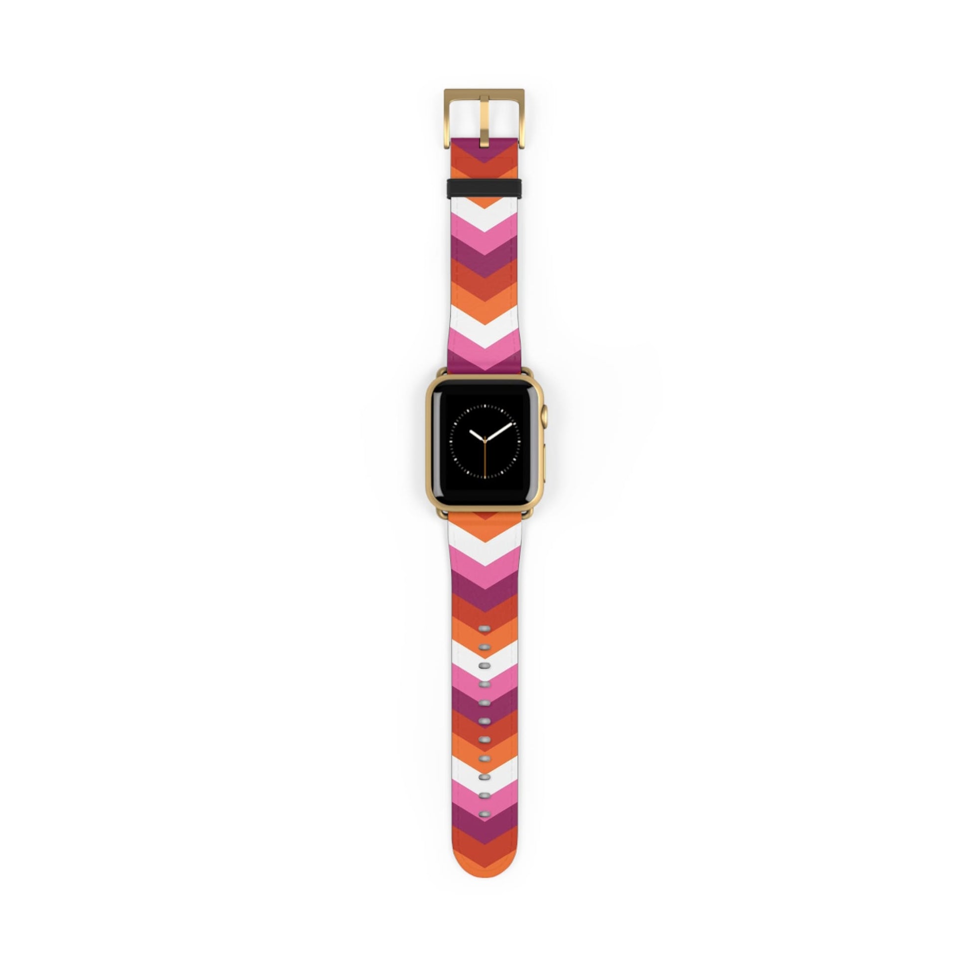 lesbian apple watch band, discreet chevron pattern, gold