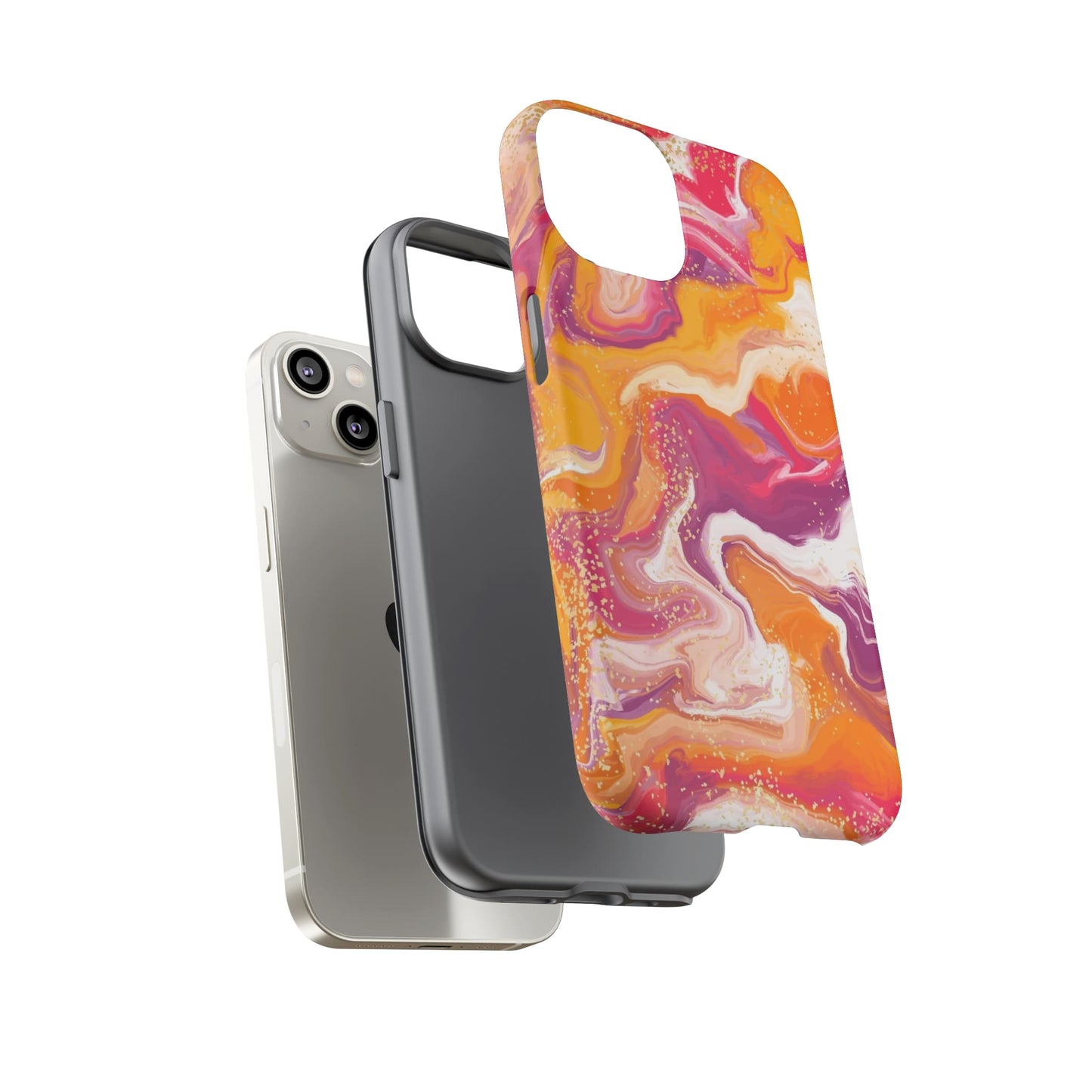 lesbian phone case, watercolor sunset flag tough case, layers
