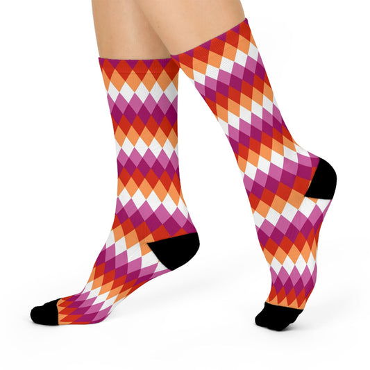 lesbian socks, discreet diamond pattern, walk