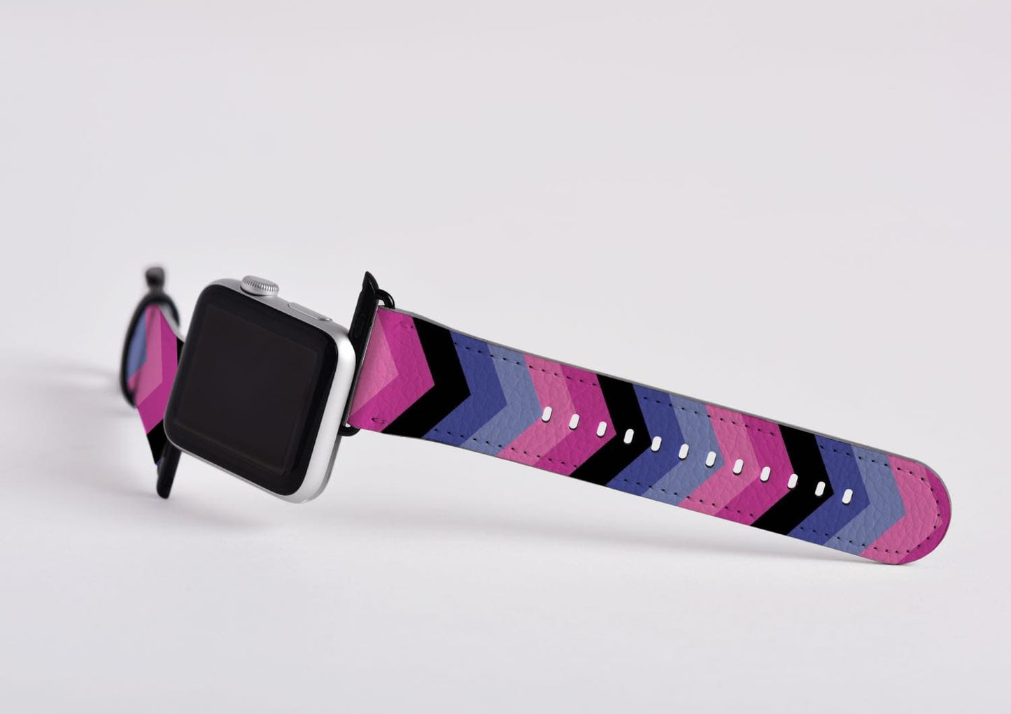 omnisexual apple watch band, discreet chevron pattern, attach
