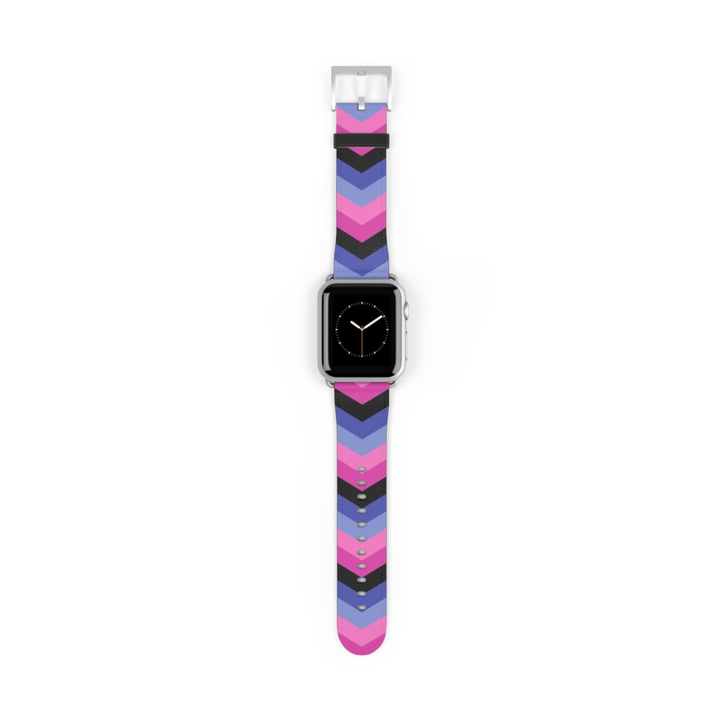 omnisexual apple watch band, discreet chevron pattern, silver