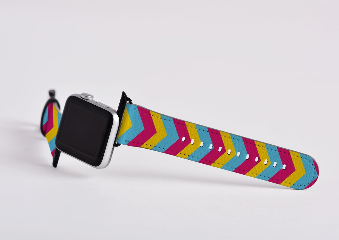 pansexual apple watch band, discreet chevron pattern, attach