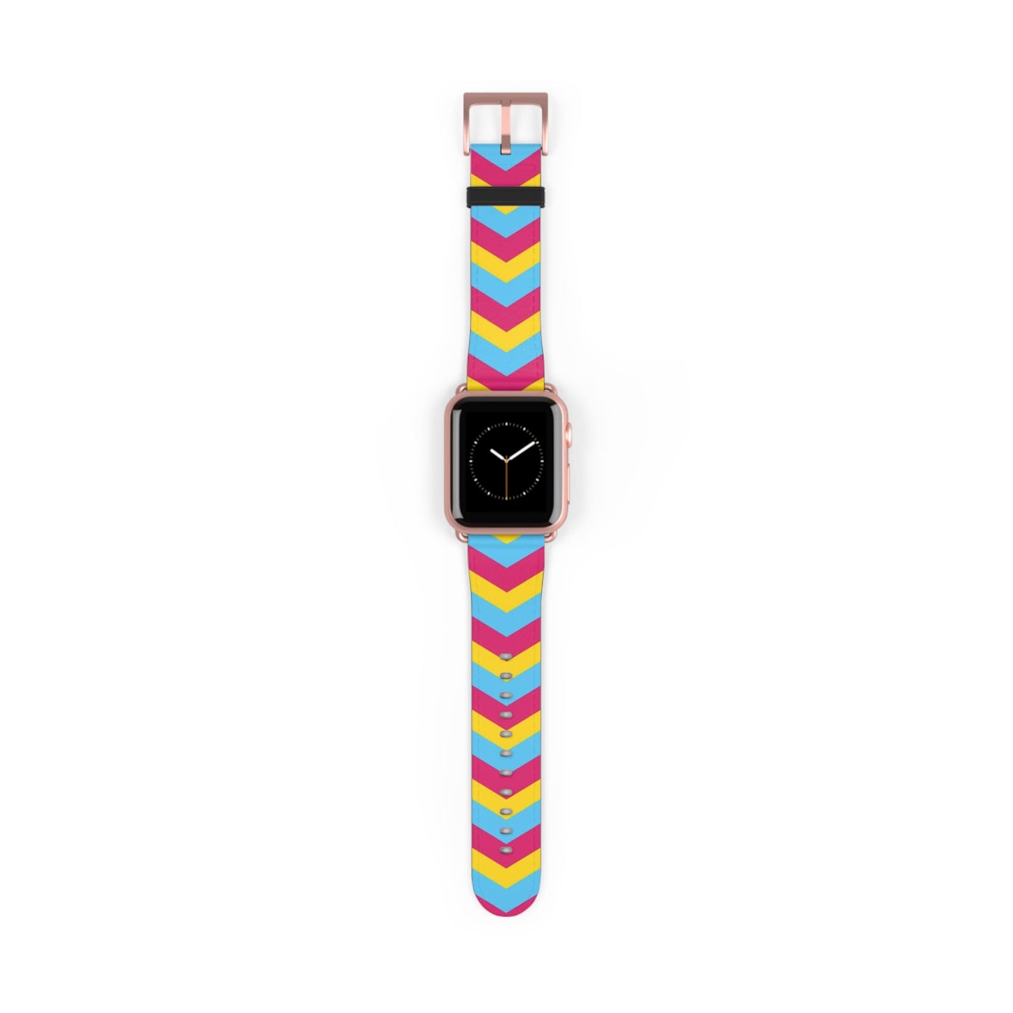 pansexual apple watch band, discreet chevron pattern, rose gold