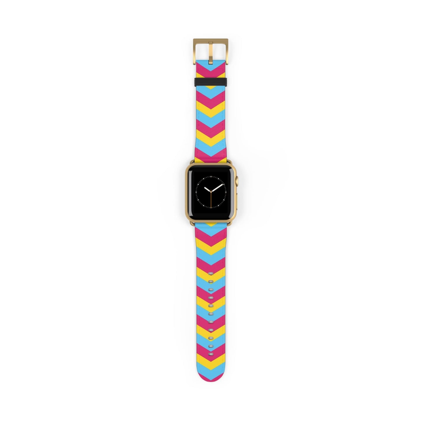 pansexual apple watch band, discreet chevron pattern, gold