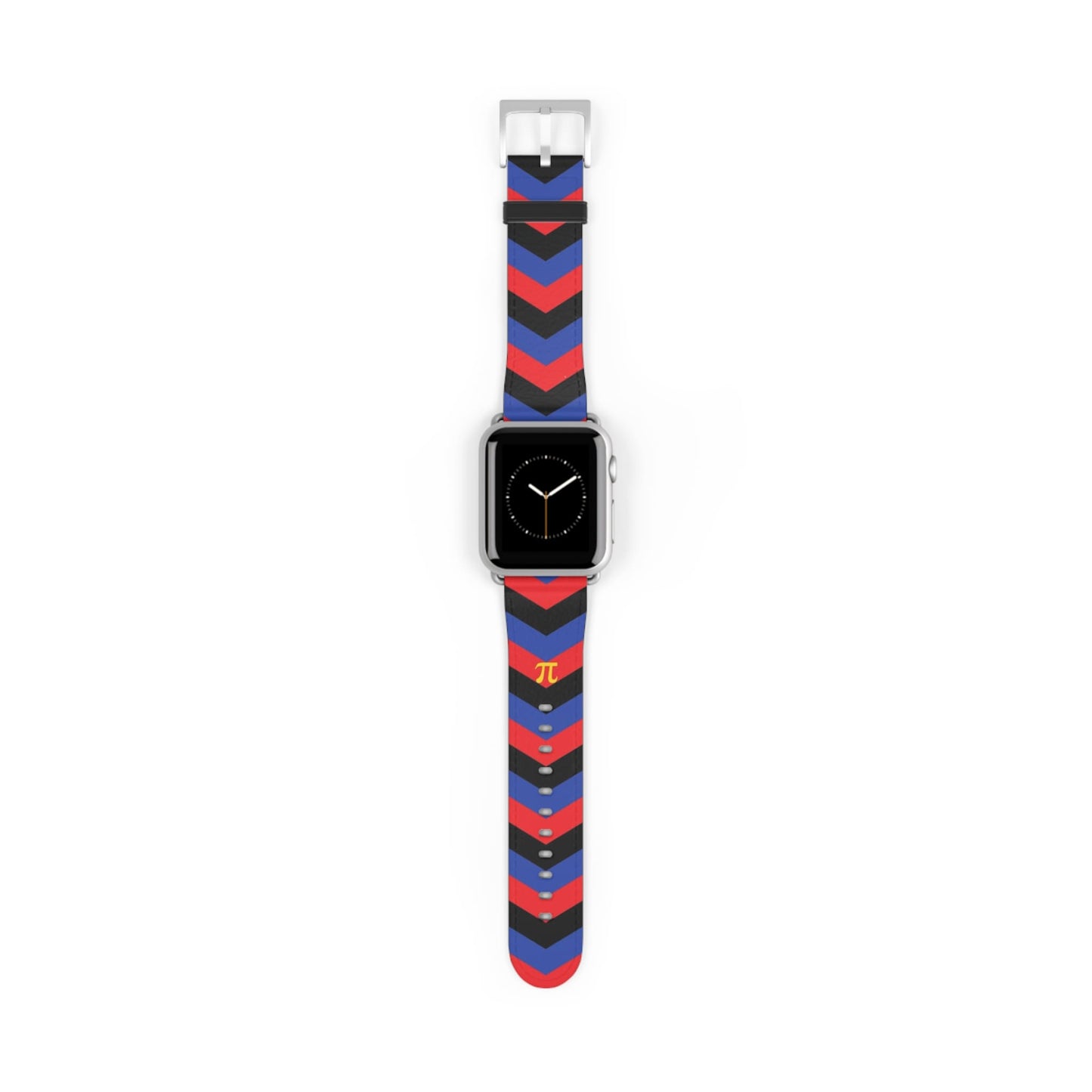 polyamory apple watch band, discreet chevron pattern, silver