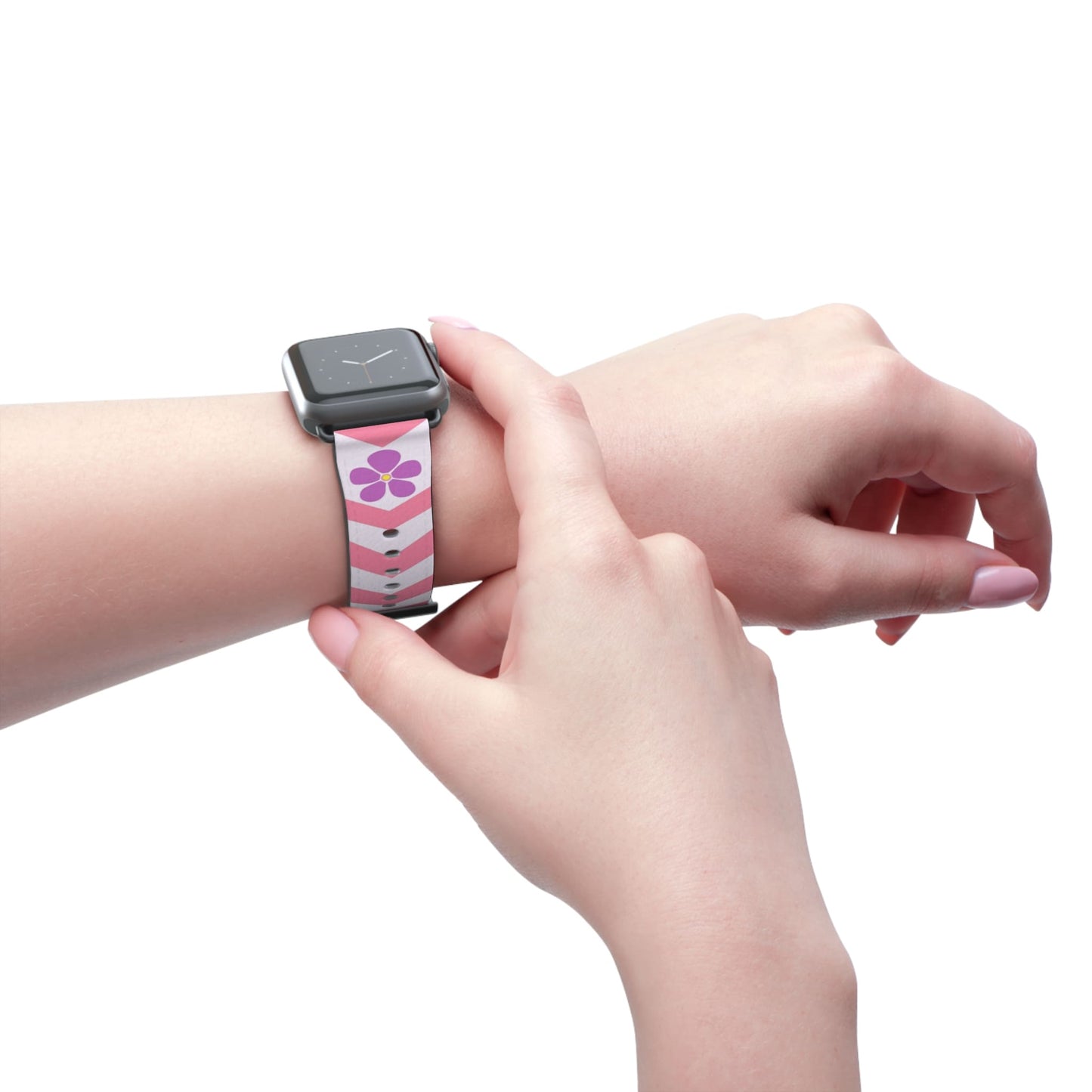 sapphic apple watch band, subtle chevron pattern, model