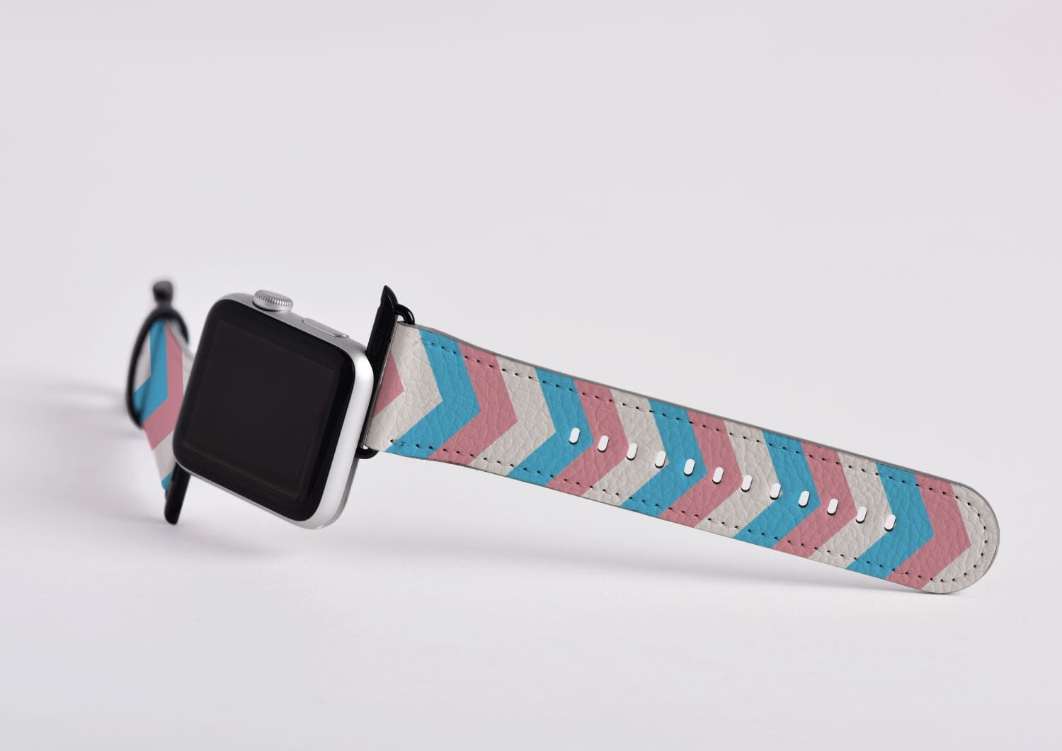 transgender apple watch band, discreet chevron pattern, attach