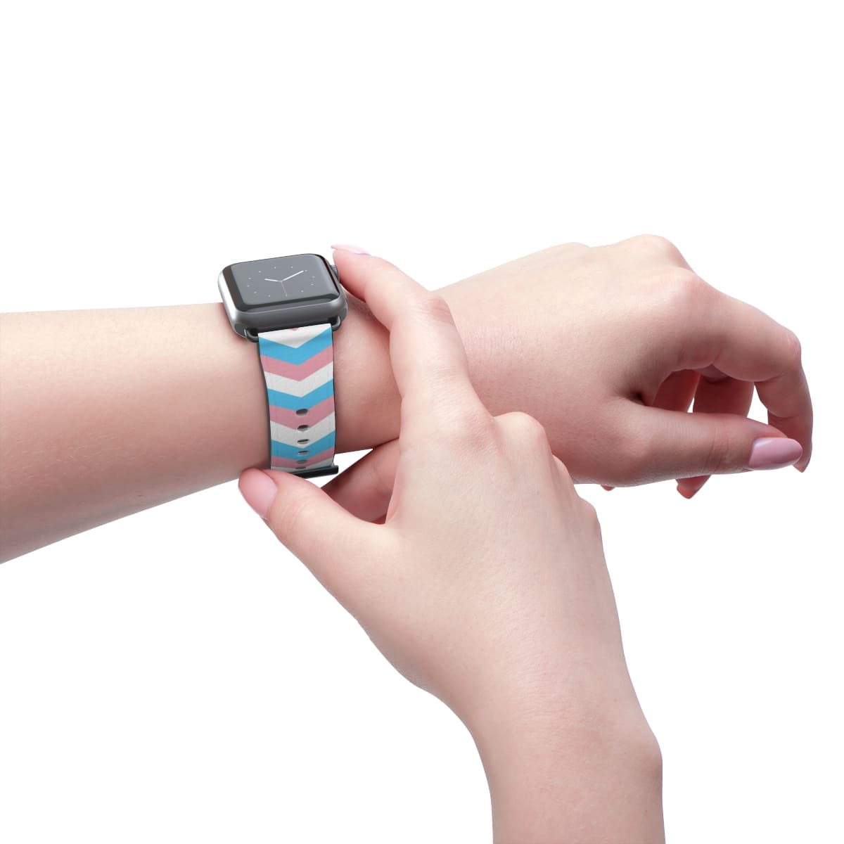 transgender apple watch band, discreet chevron pattern, model