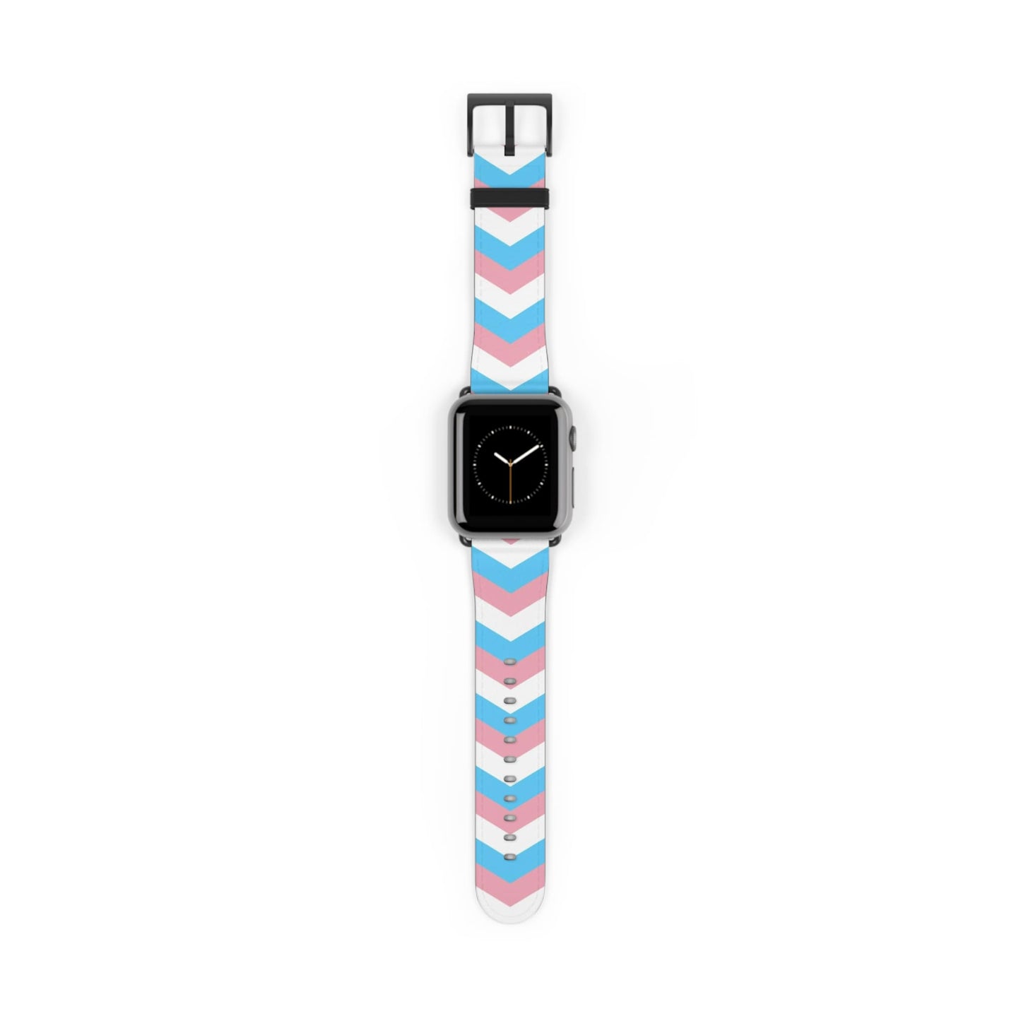 transgender apple watch band, discreet chevron pattern, black