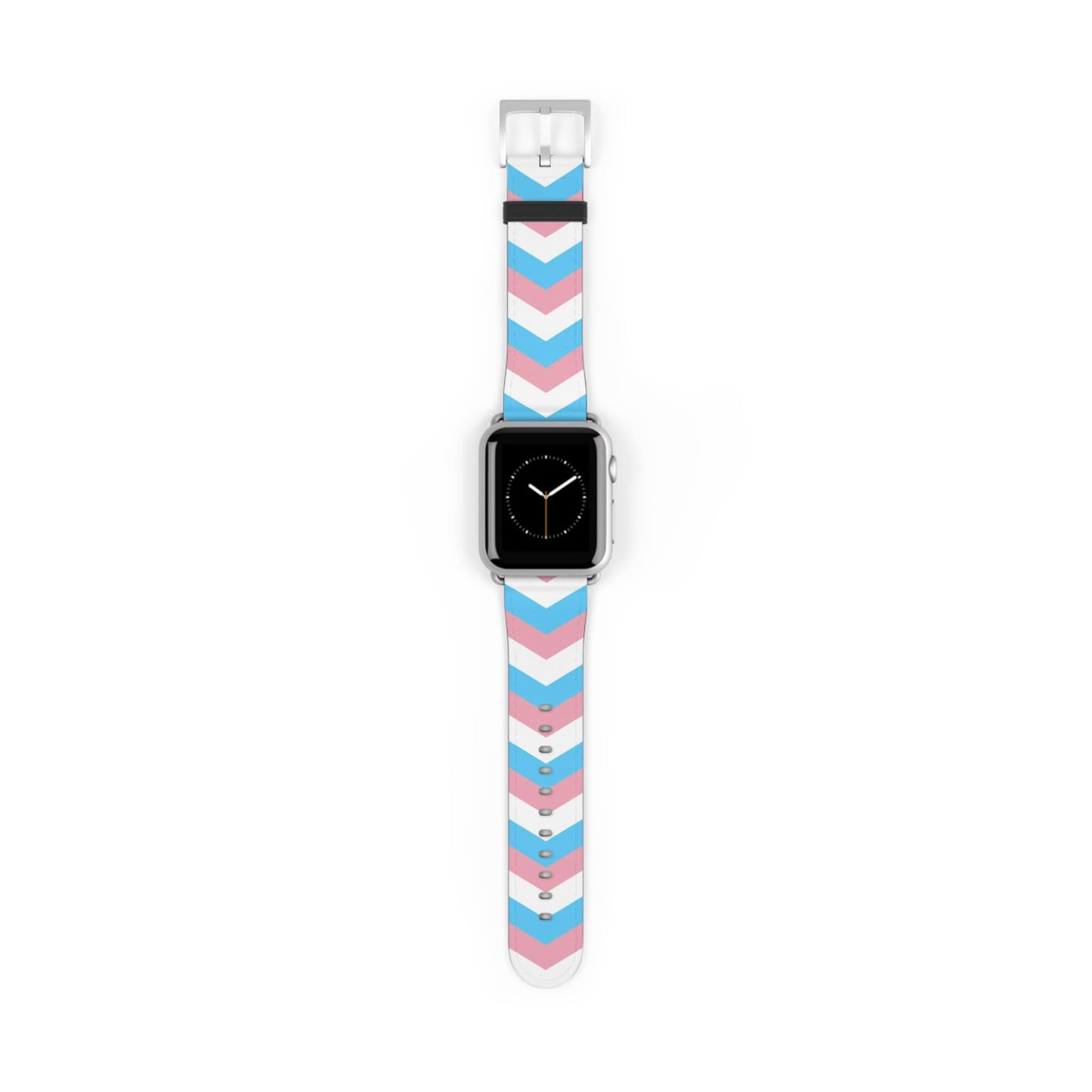 transgender apple watch band, discreet chevron pattern, silver