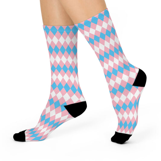 transgender socks, discreet diamond pattern, walk