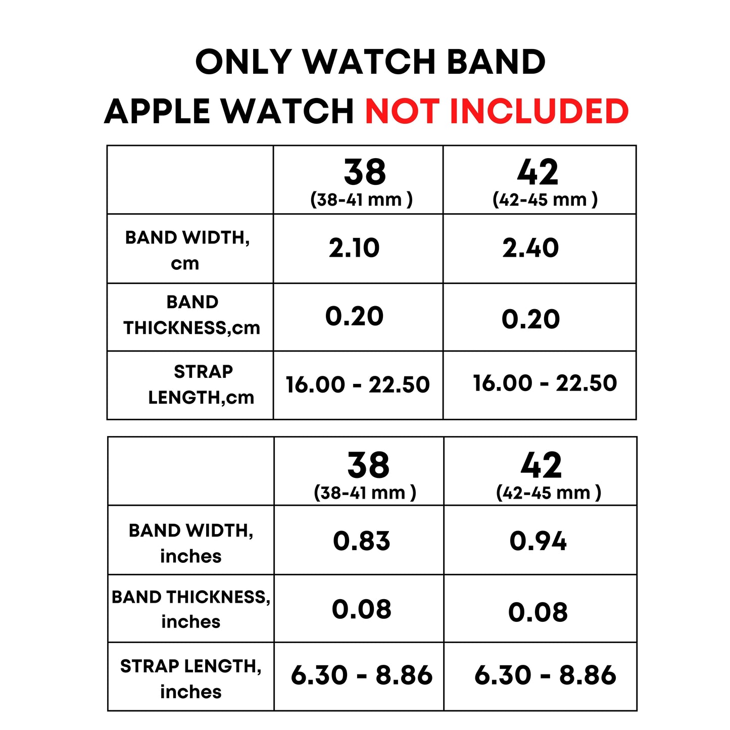 swingers apple watch band, plays well with others, measurements
