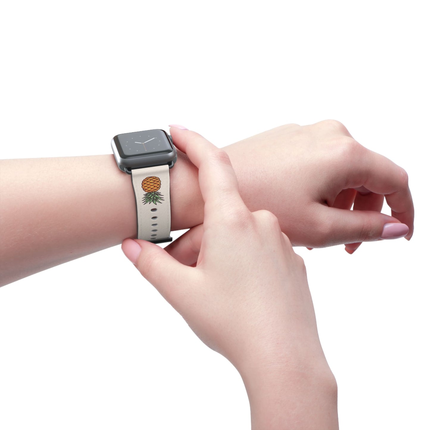 swingers upside down pineapple apple watch band, model