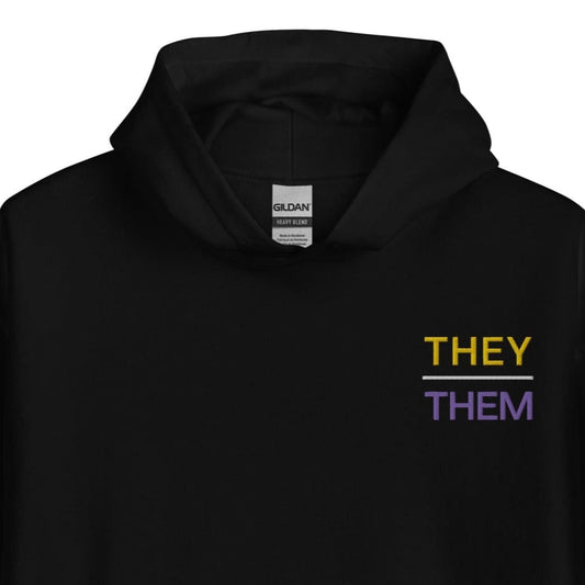 They them pronouns hoodie, embroidery