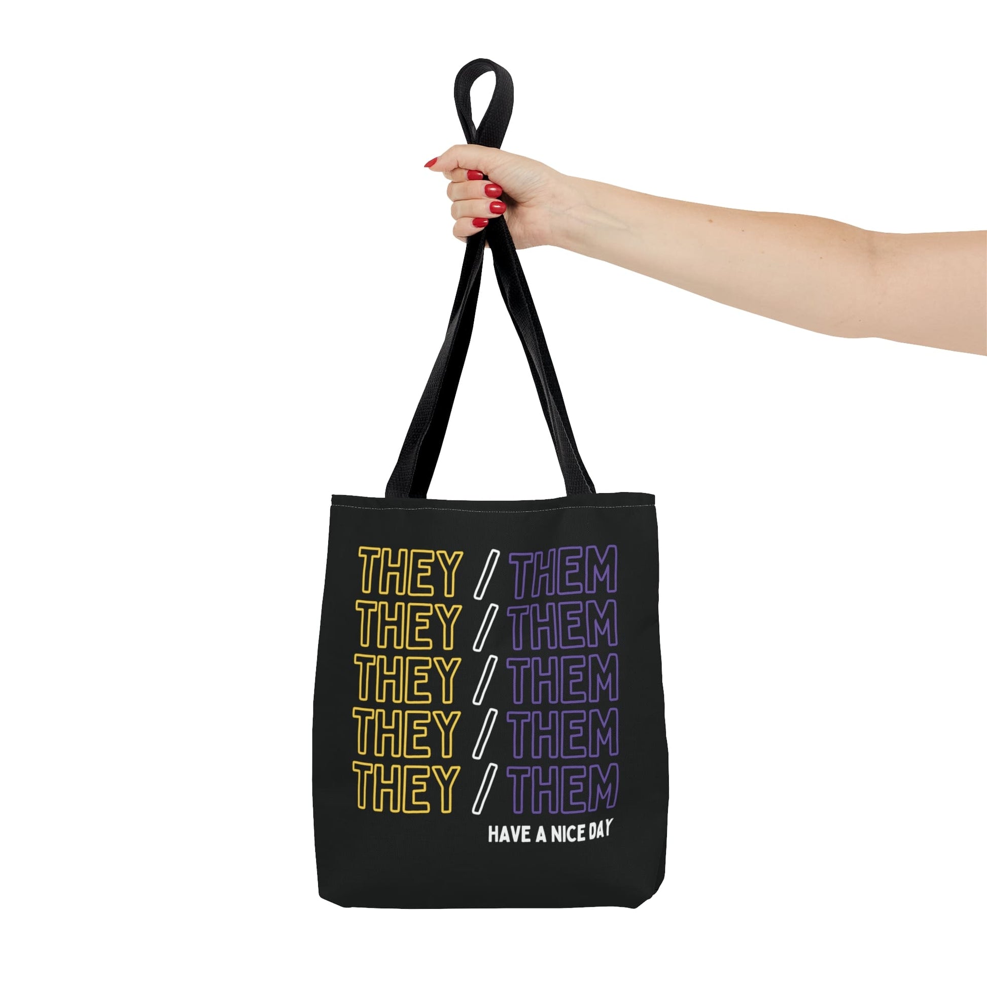 nonbinary tote bag, they them pronouns enby bag, small