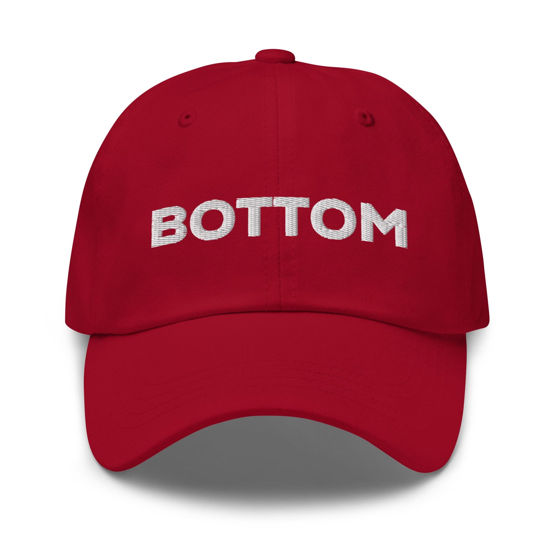 bottom hat, embroidered, red