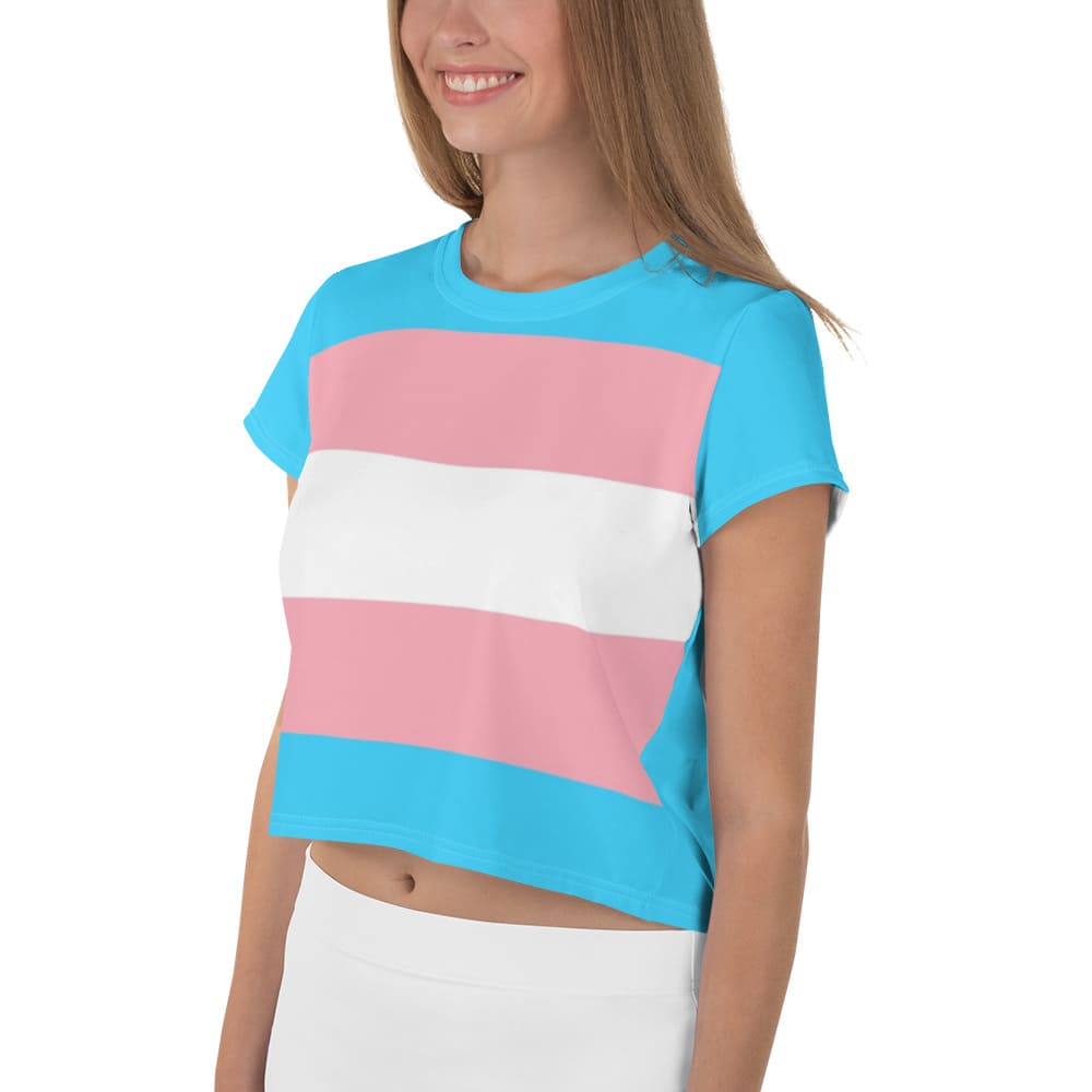 transgender crop top, model 1 left