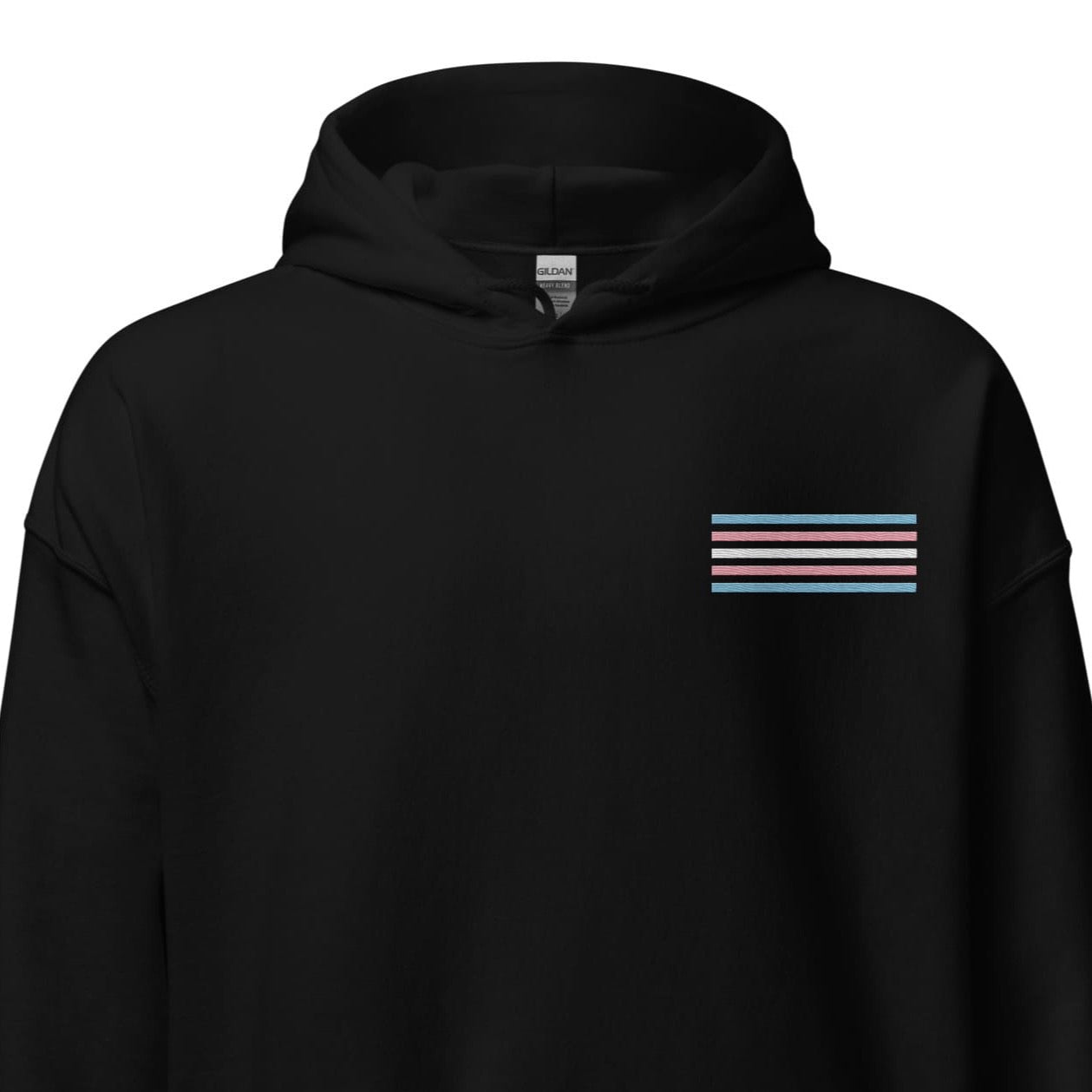 transgender hoodie, subtle trans pride flag embroidered pocket design hooded sweatshirt, main